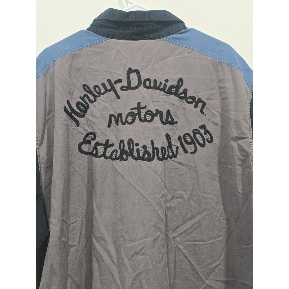Harley-Davidson Mechanic Style Work Shirt Mens 4XL Color Block Short Sleeve